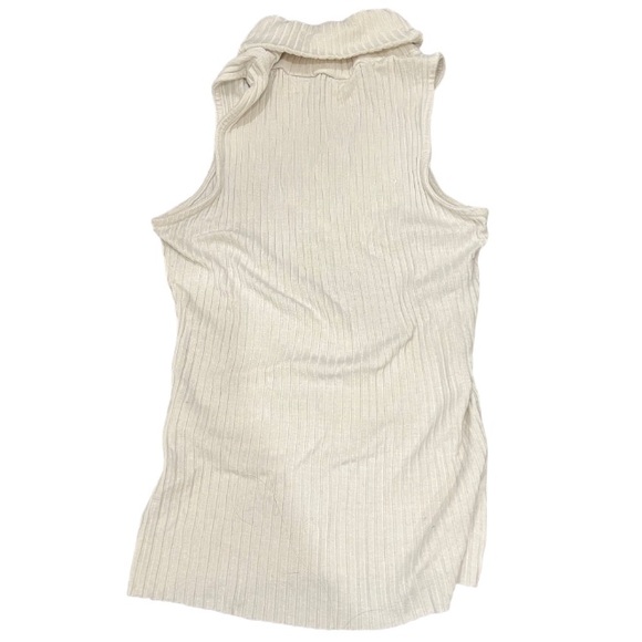 White ribbed turtleneck tank top - Picture 2 of 9